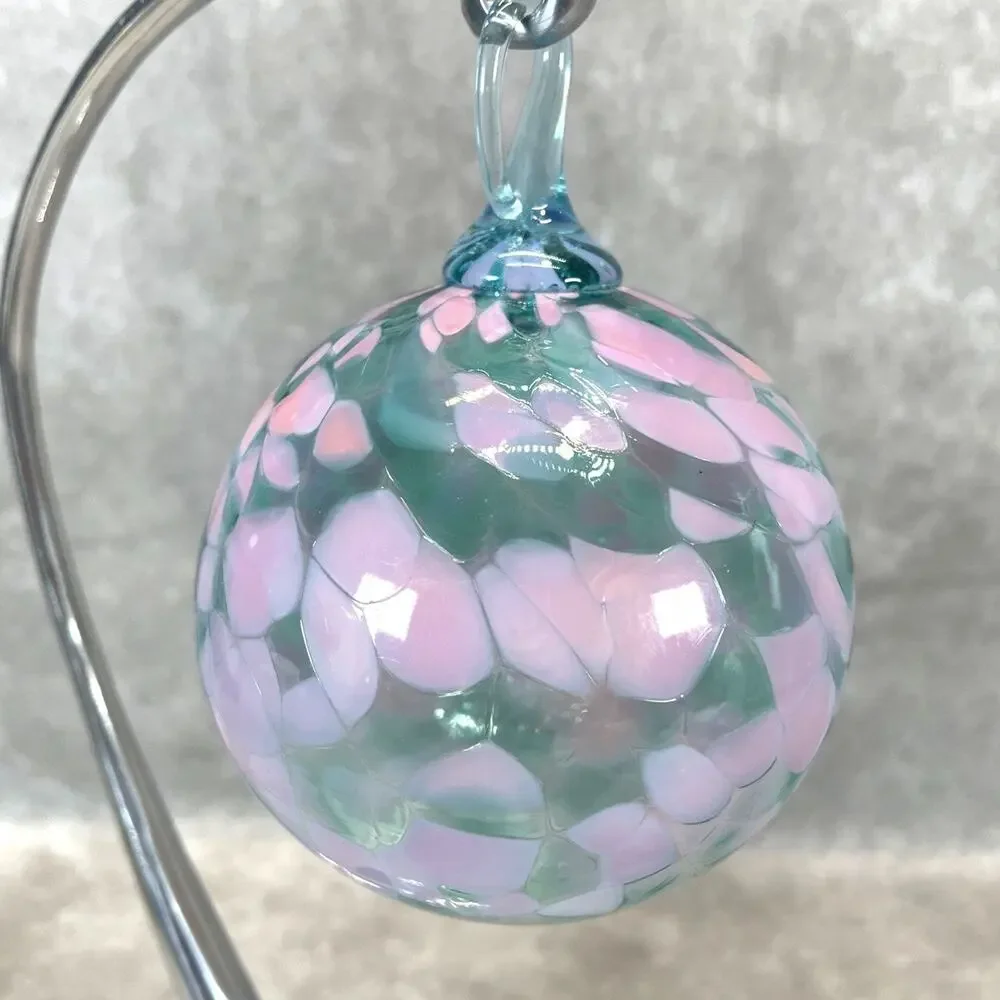Hand Blown Large 5” Glass Orb Ball Purple & Teal Ornament Sun Catcher